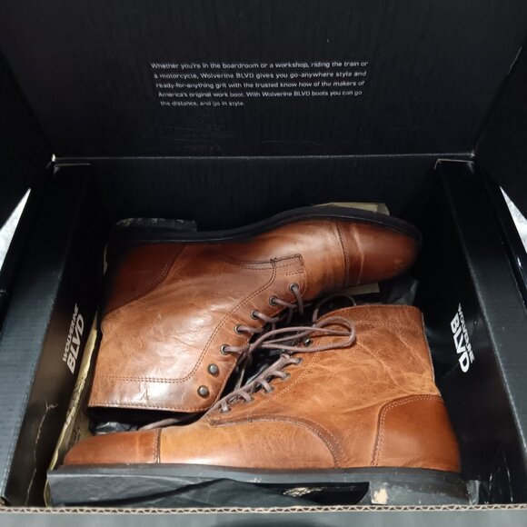 Wolverine BLVD womens leather chestnut boots 6.5 - Picture 6 of 8